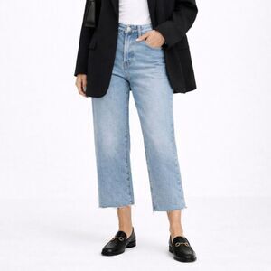 Levi’s Ribcage Crop Bootcut Jeans Women’s Size 27 Jazz Away Light Wash Raw Hem